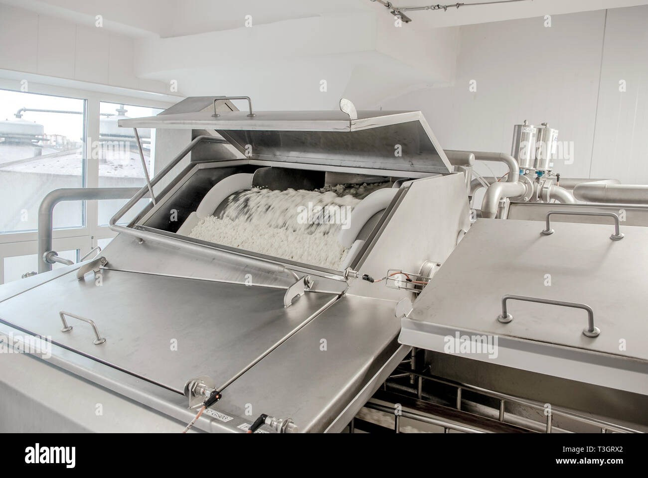 Plant for the production of cheese on a dairy factory Stock Photo Alamy