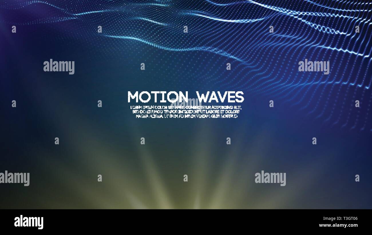 3D glowing abstract digital wave particles. Futuristic vector illustration. HUD element. Technology concept. Abstract background. Stock Vector