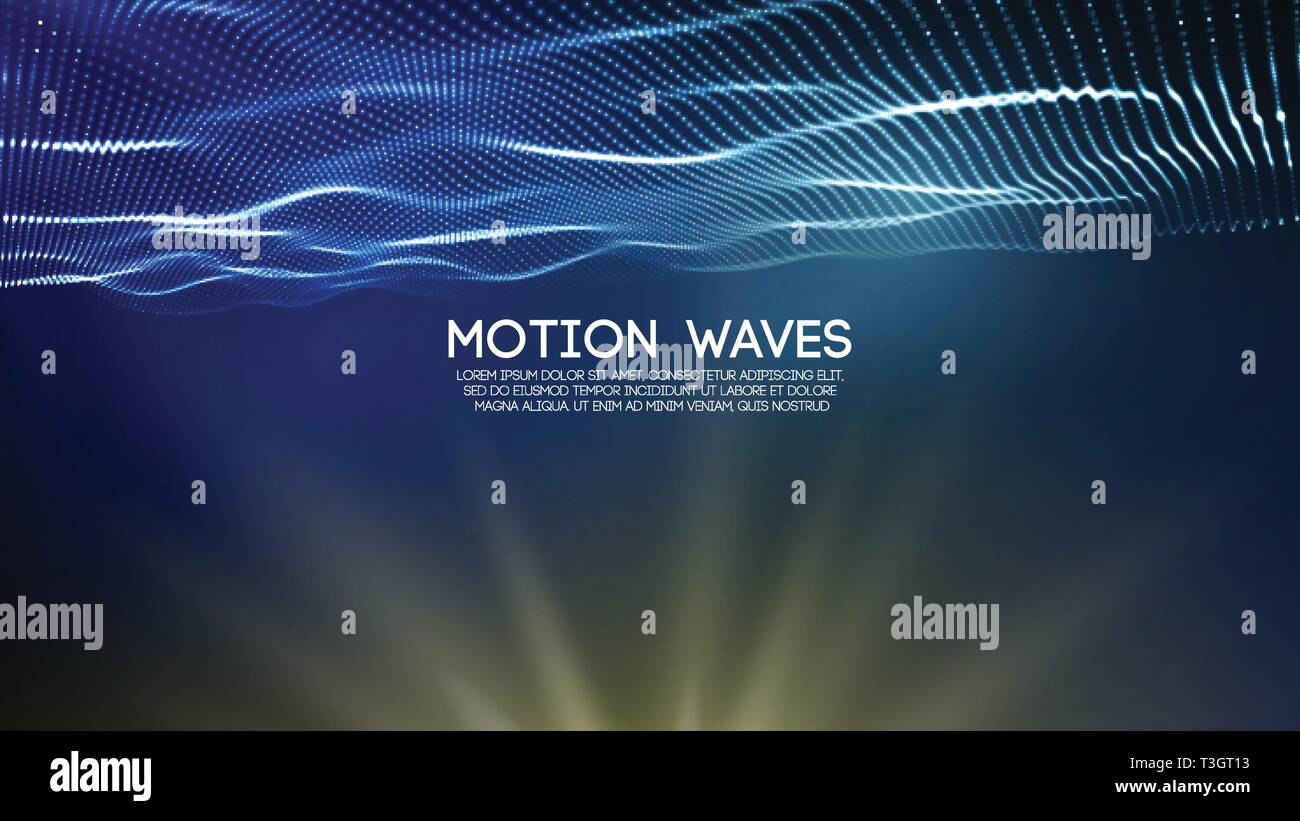 3D glowing abstract digital wave particles. Futuristic vector