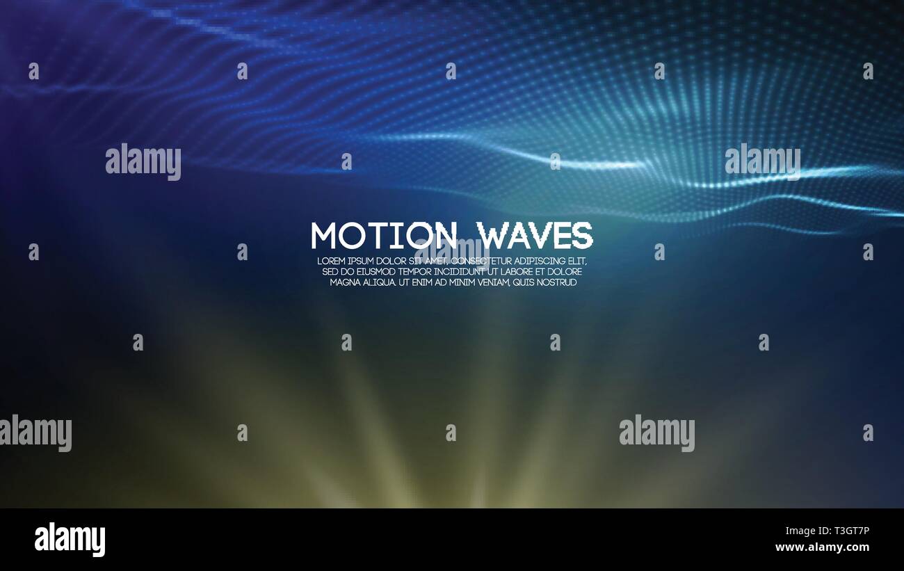 3D glowing abstract digital wave particles. Futuristic vector illustration. HUD element. Technology concept. Abstract background. Stock Vector