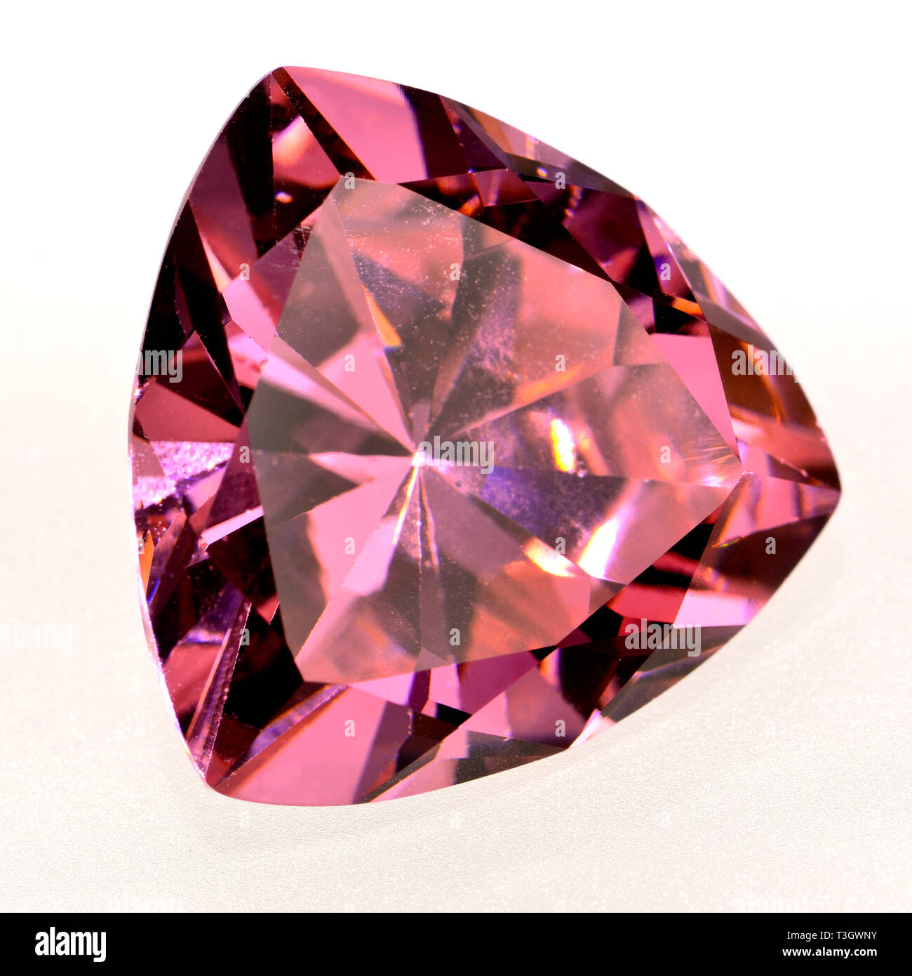 Trillion-cut Pink Sapphire (lab-created) Stock Photo