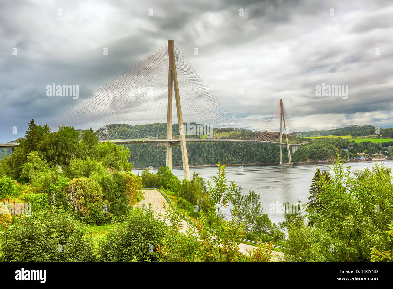 The cable stayed bridge Skarnsundbrua in Norway Stock Photo Alamy