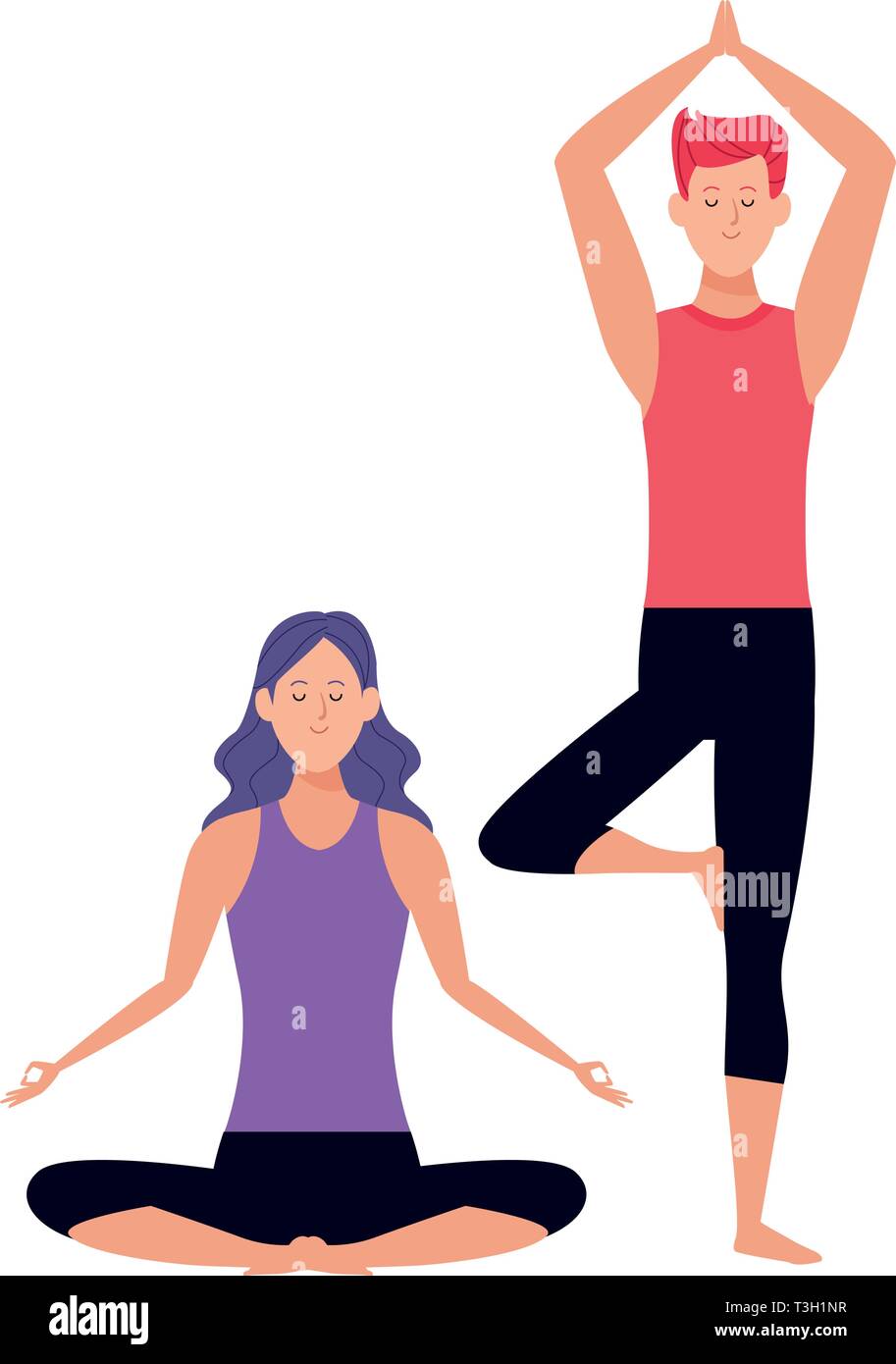 couple yoga poses Stock Vector Image & Art Alamy