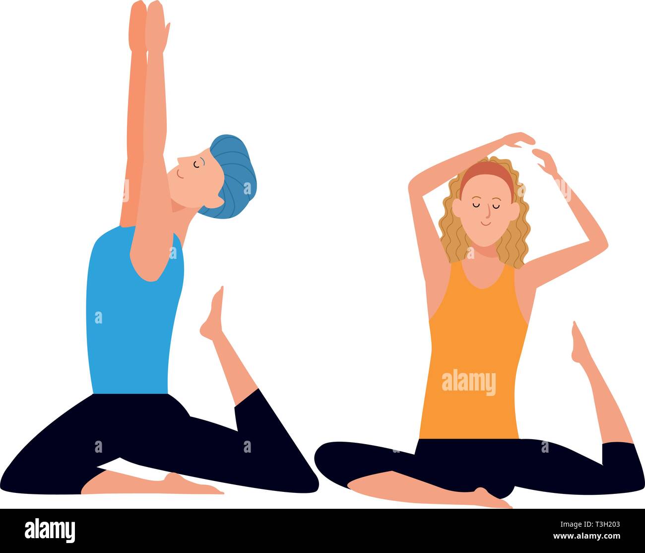 Couple Yoga Poses Stock Vector Image Art Alamy