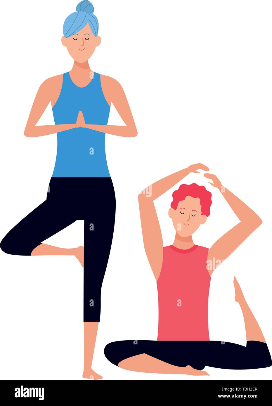 couple yoga poses Stock Vector Image & Art Alamy