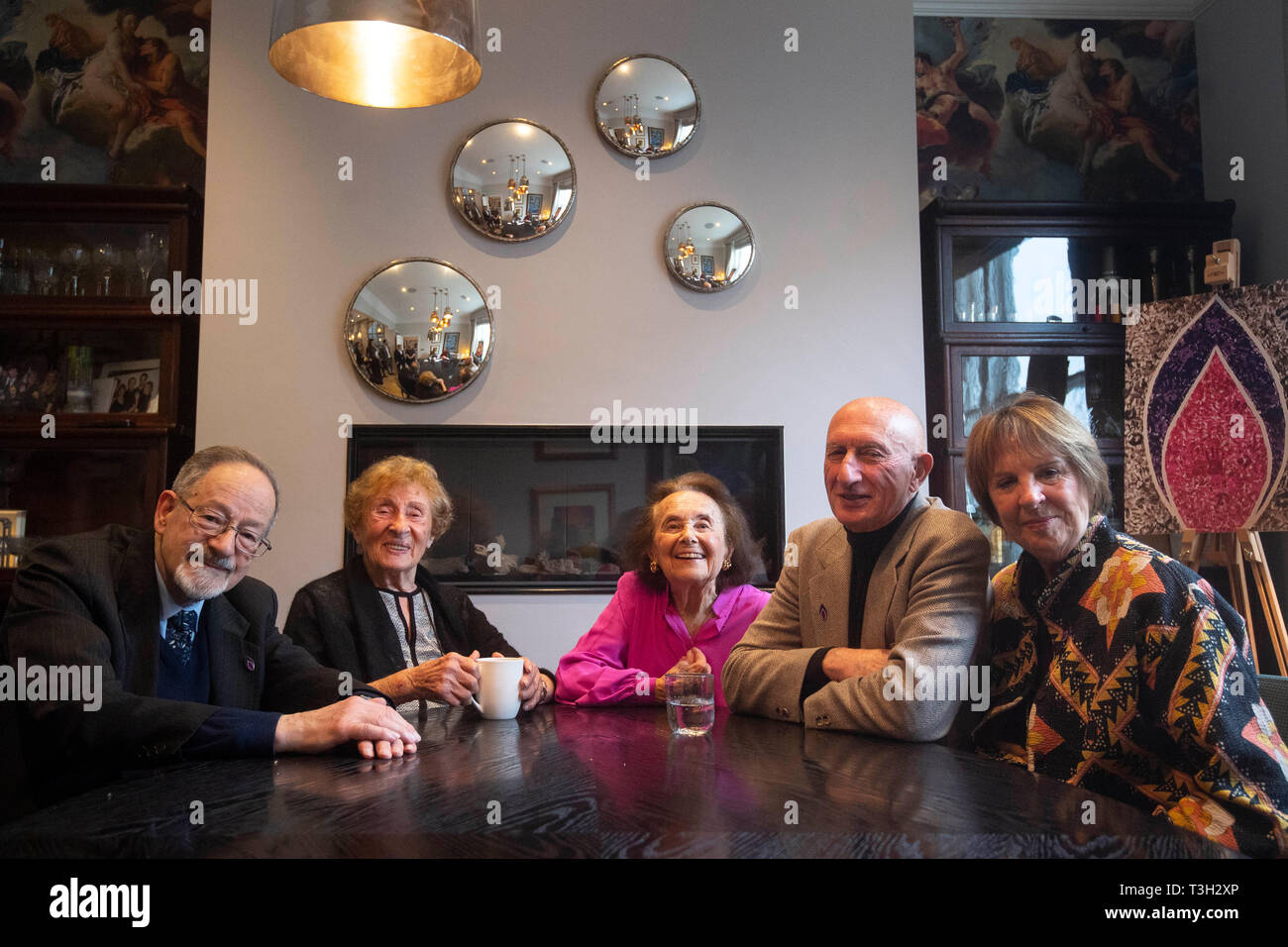 (left to right) Dr Martin Stern, Susan Pollack, Lily Ebert, Maurice Blik and Dame Penelope Wilton at the launch for Holocaust Memorial Day 2020 in London, marking the 75th anniversary of the liberation of Auschwitz. Stock Photo