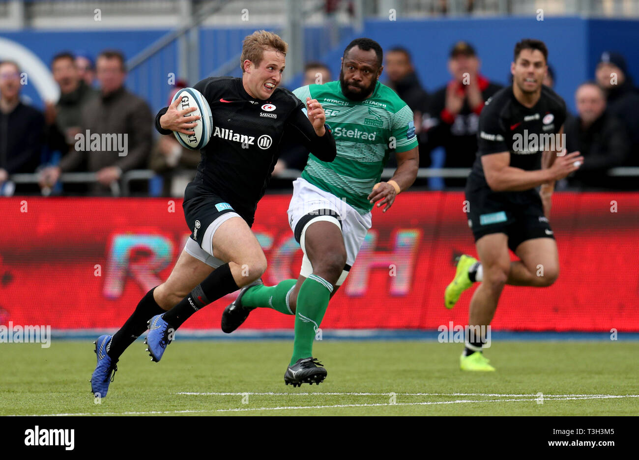 Saracens Max Malins during the Gallagher Premiership match at Allianz Park, London. Stock Photo