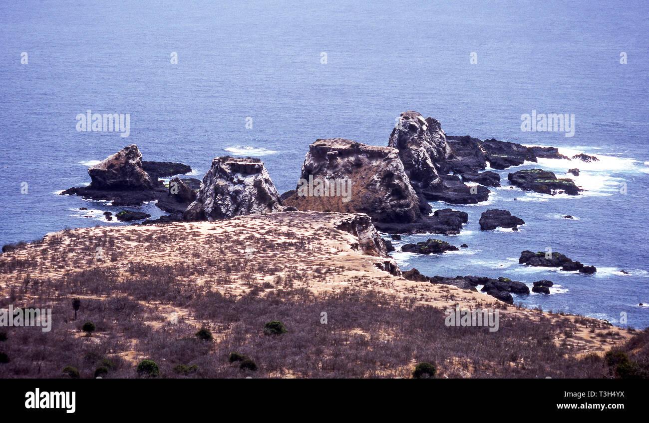 Coastline views of the Ecuadorian island the Isla Del A Plata. The