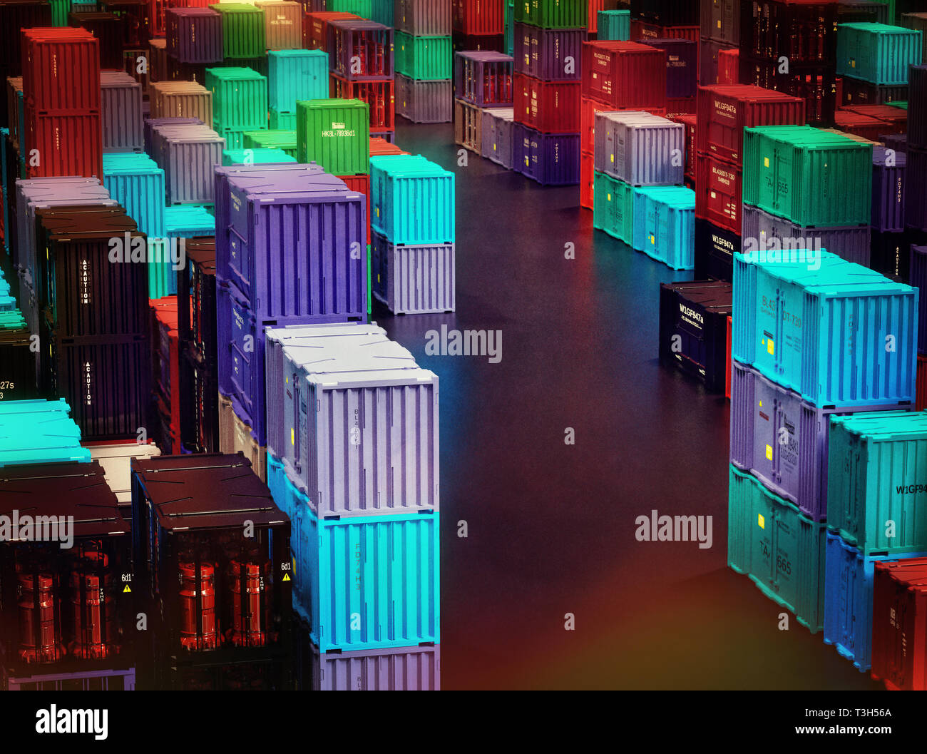 Fragile commodity containers freight cargo in warm dry storage