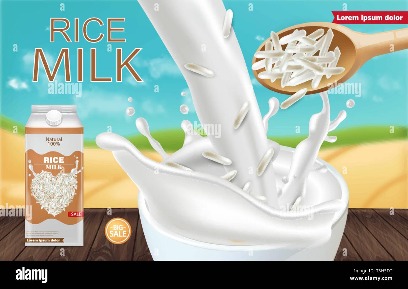 Rice milk mock up Vector realistic. Product placement advertise. Milk ...
