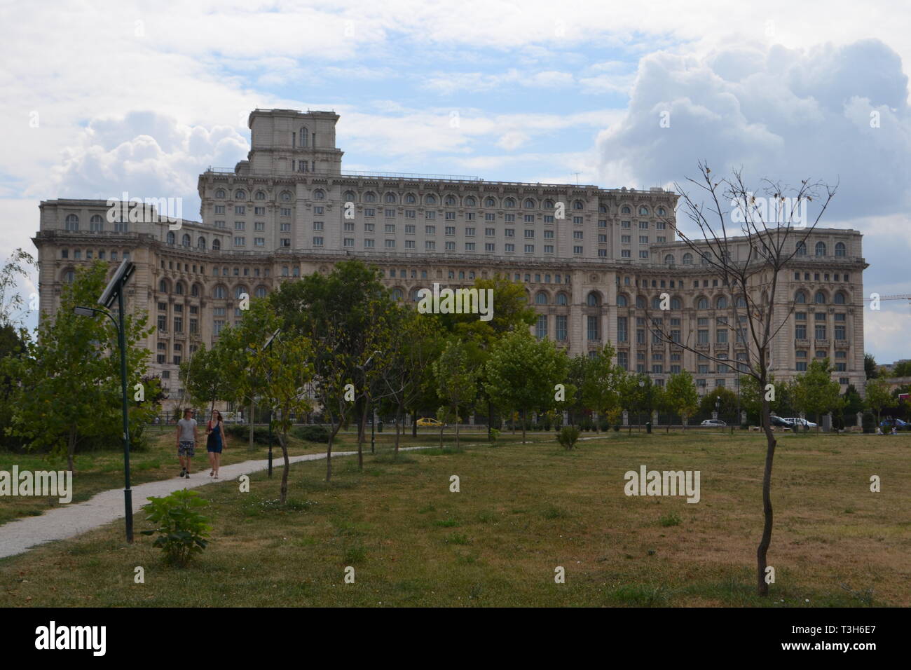 Palace of Parliament, created by Nicolae Ceausescu, Bucharest, Romania. Has 3000 rooms and covers 330'000 sq metres. Stock Photo