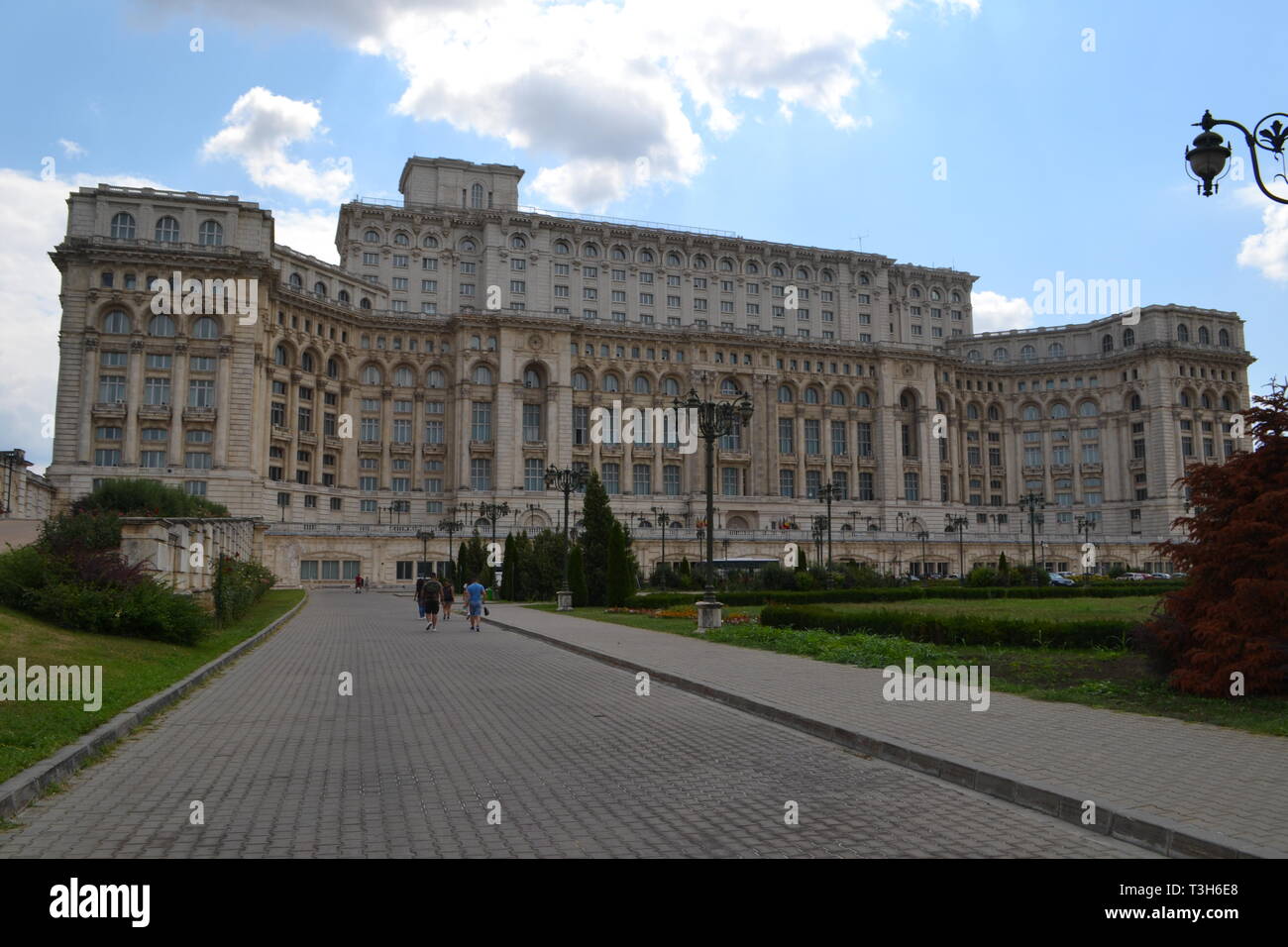 Palace of Parliament, created by Nicolae Ceausescu, Bucharest, Romania. Has 3000 rooms and covers 330'000 sq metres. Stock Photo