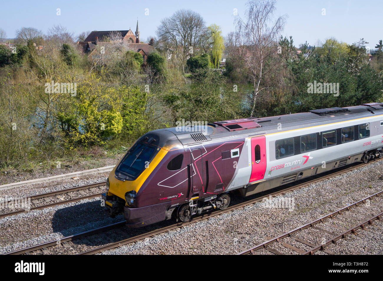 A Class 220 Voyager high speed train operated by CrossCountry Trains at Hinksey, Oxford Stock Photo