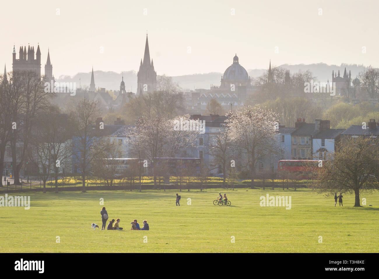 The dreaming spires of Oxford from South Park in the evening light Stock Photo