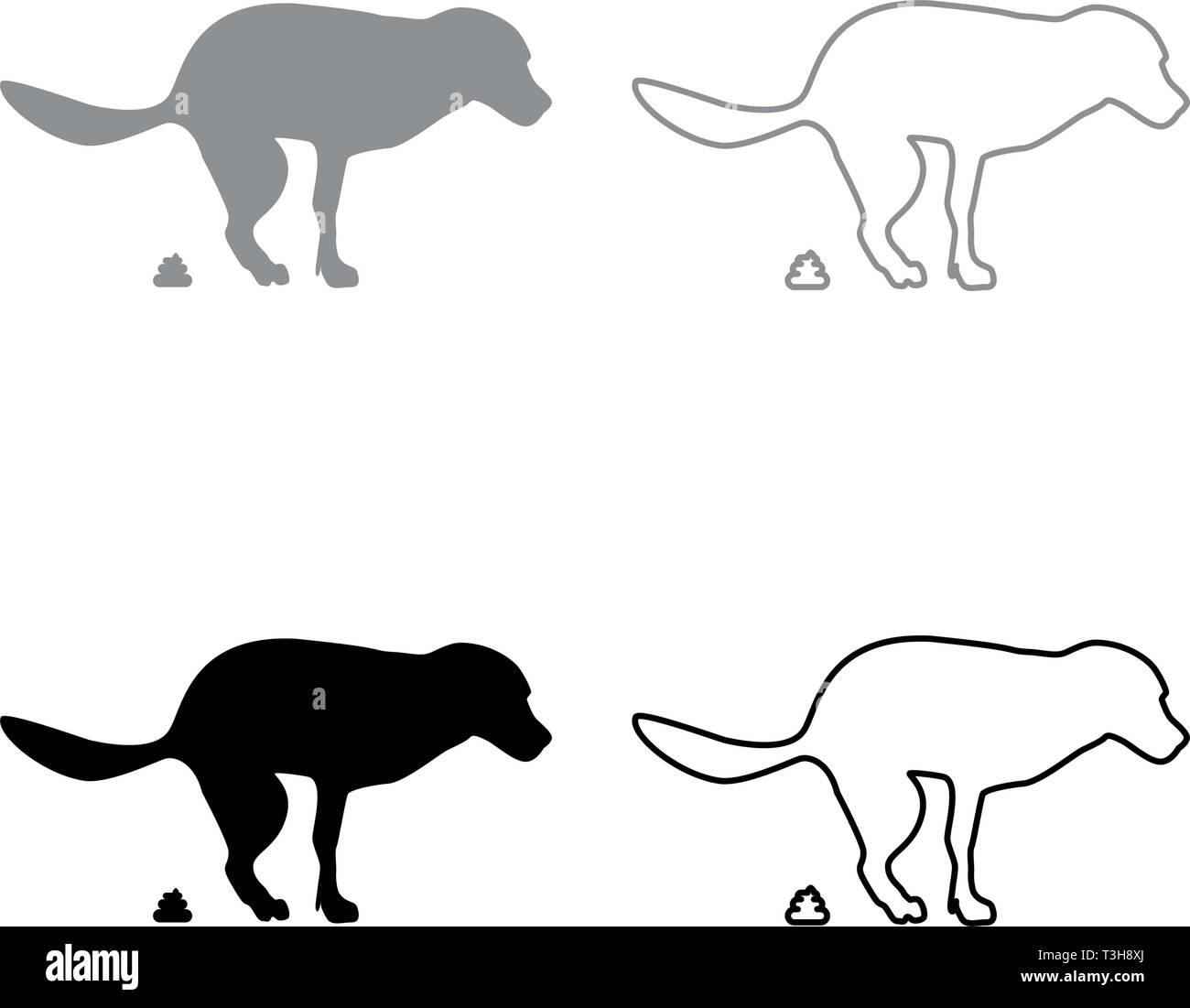 The dog poops icon set black grey color vector illustration flat style simple image Stock Vector