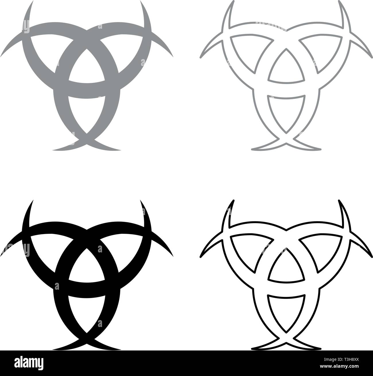 Horn Odin Triple horn of Odin icon set black grey color vector illustration flat style simple image Stock Vector