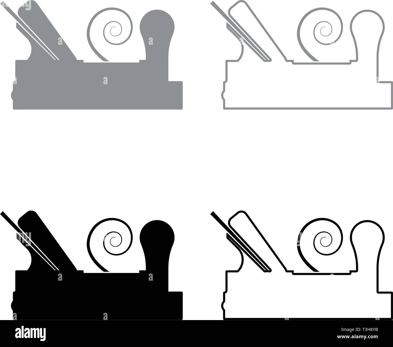 Carpenter's plane with wood with shaving wood Joiner's plane icon set black grey color vector illustration flat style simple image Stock Vector