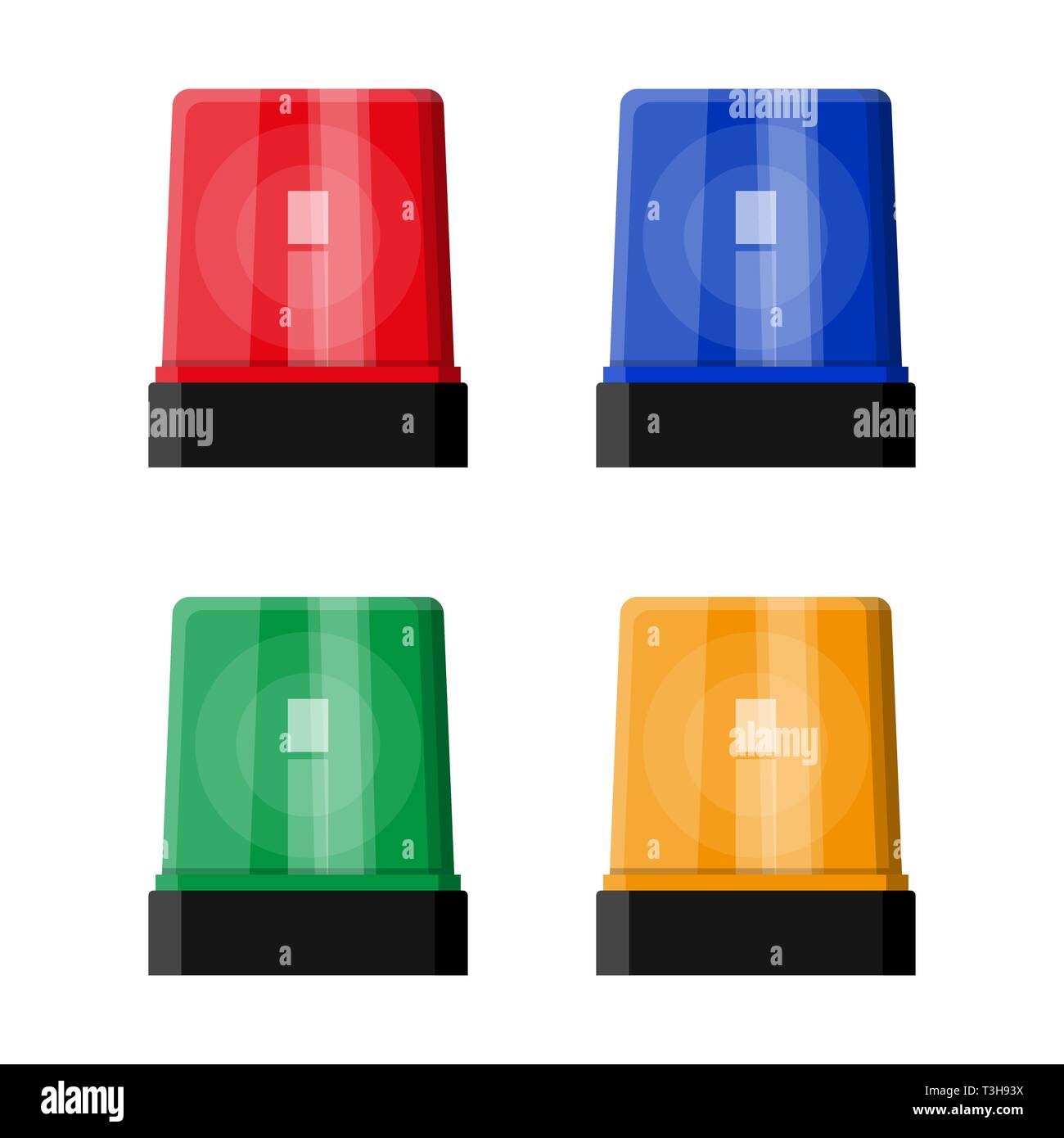 Color flashing light. Police, ambulance, firefighters siren. Vector illustration in flat style