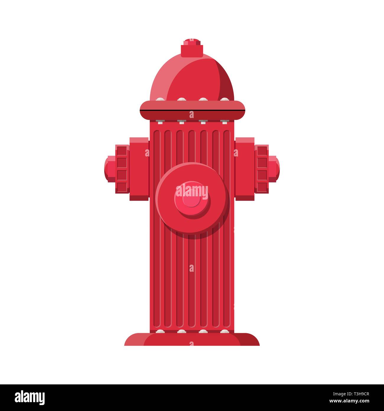 Red fire hydrant. Fire equipment. Vector illustration in flat style Stock Vector