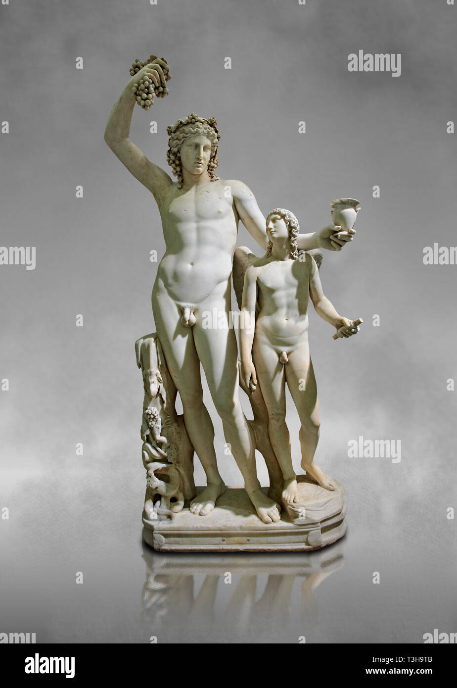 2nd century AD Roman marble sculptured of Dionysus and Eros, inv 6307, Museum of Archaeology, Italy Stock Photo