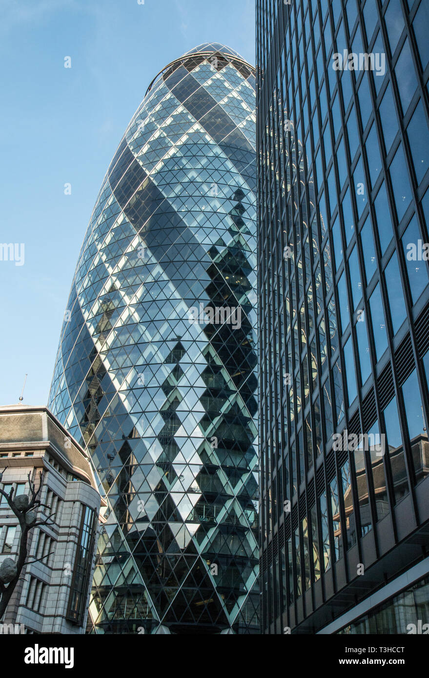 The Gerkin building in London Financial district Stock Photo