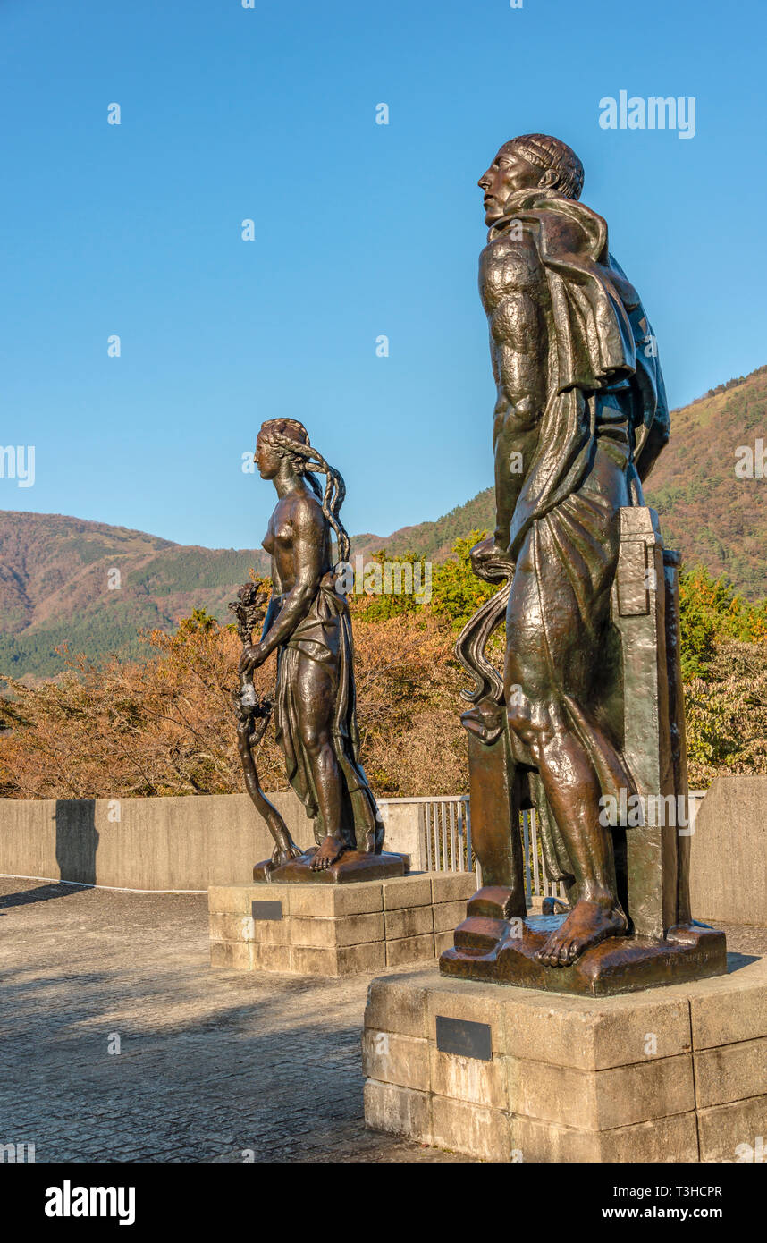 Grande statue de la Eloquence and del la Liberte Sculptures by Emile Antoine Bourdelle at Hakone Open Air Museum, Japan Stock Photo