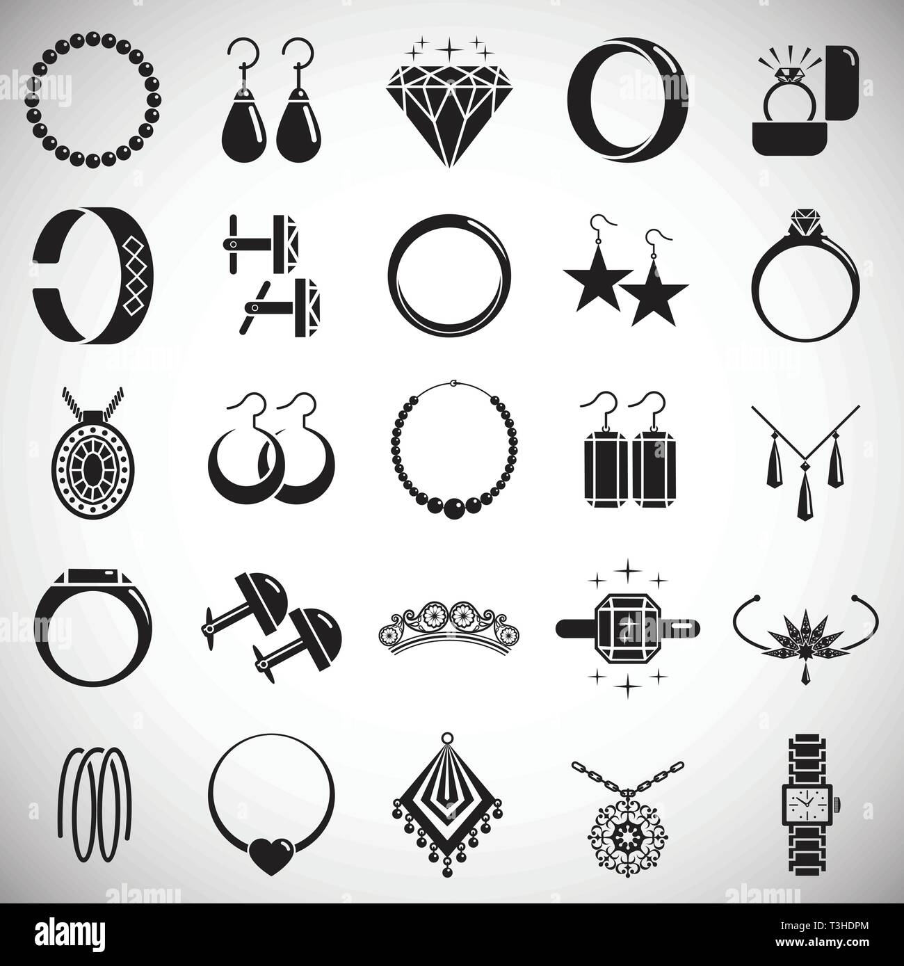 Jewelry icons set on white background for graphic and web design ...