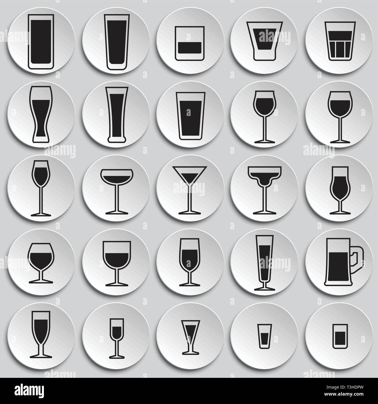 Glasses icons set on plates background for graphic and web design ...