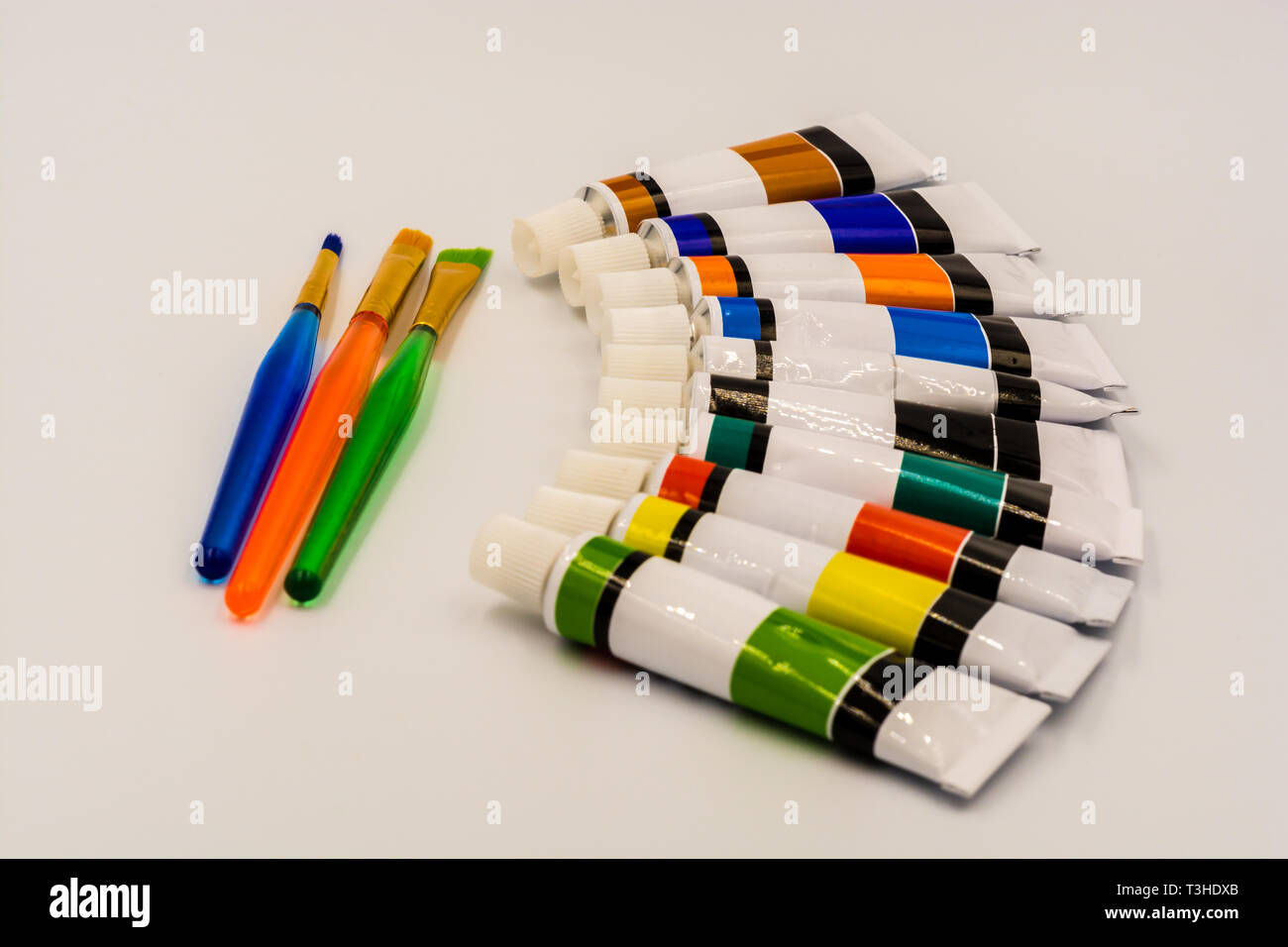 Multi color paint in tubes Stock Photo