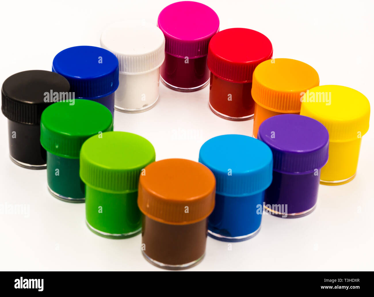 Multi color paint containers Stock Photo Alamy
