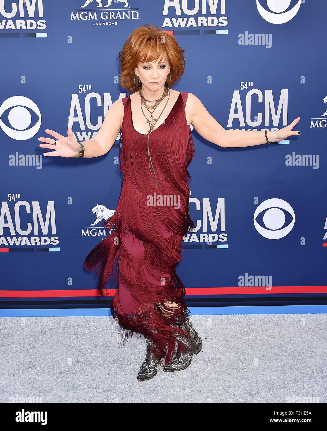 LAS VEGAS, CA - APRIL 07: Reba McEntire attends the 54th Academy Of Country Music Awards at MGM Grand Hotel & Casino on April 07, 2019 in Las Vegas, Nevada. Stock Photo