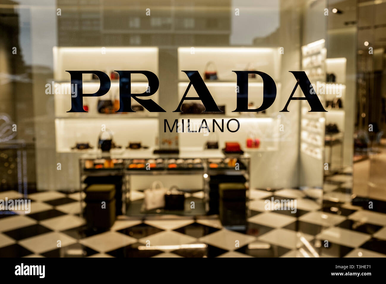 WA17095-00...WASHINGTON - Prada store front at the Bravern Mall in Bellevue. Stock Photo