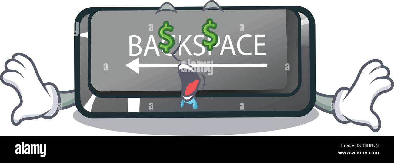 Money eye backspace button on a computer character Stock Vector