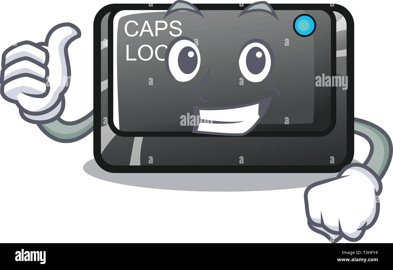 Thumbs up capslock button in the shape character Stock Vector