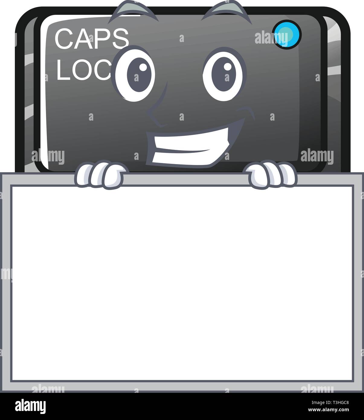 Grinning with board capslock button on a computer cartoon Stock Vector