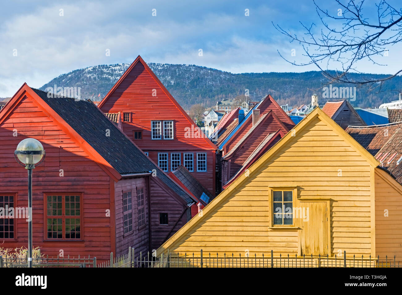 Old wooden houses Bryggen Bergen Norway Stock Photo