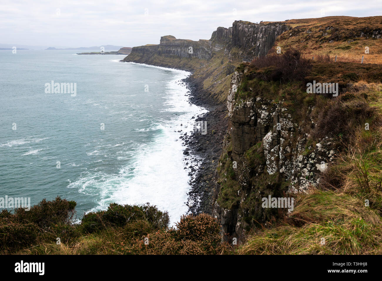 Towering seacliffs viewed from Mealt Falls and Kilt Rock Viewpoint on