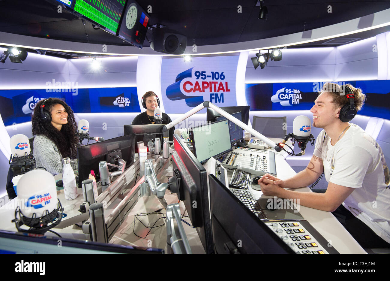 Capital breakfast presenters left right vick hope hi res stock