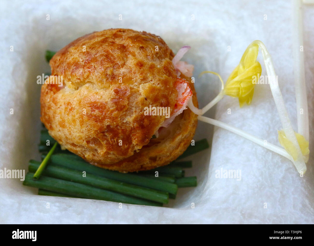 Lobster Roll appetizers with bean sprouts Stock Photo Alamy