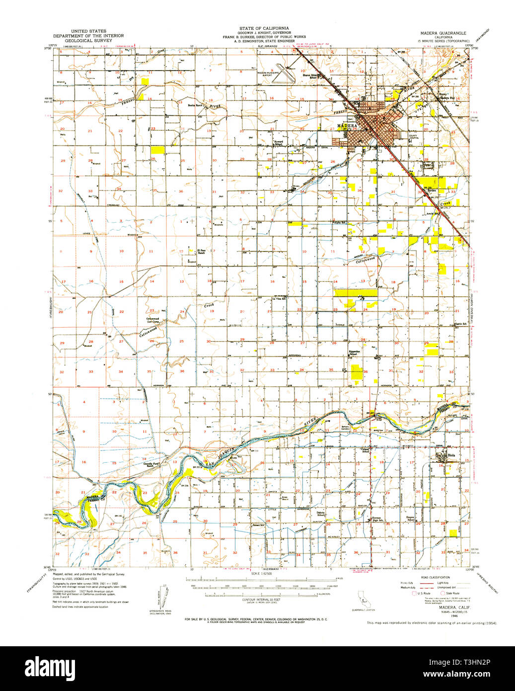 USGS TOPO Map California CA Madera 298095 1946 62500 Restoration Stock Photo