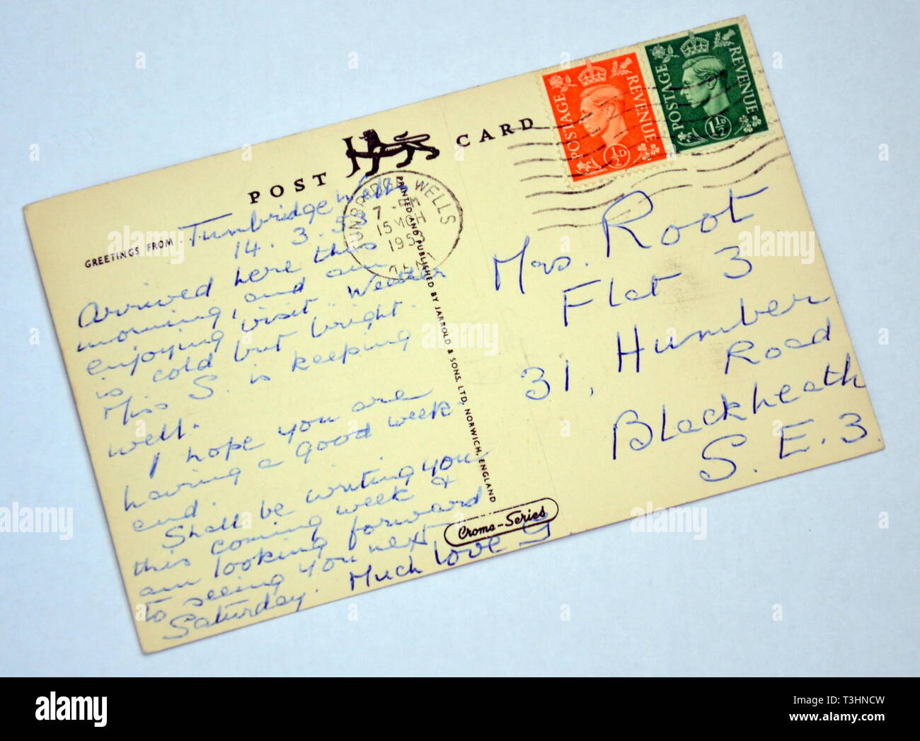Reverse of Vintage Early 20th Century Postcard with English Writing and uk Address On Stock Photo