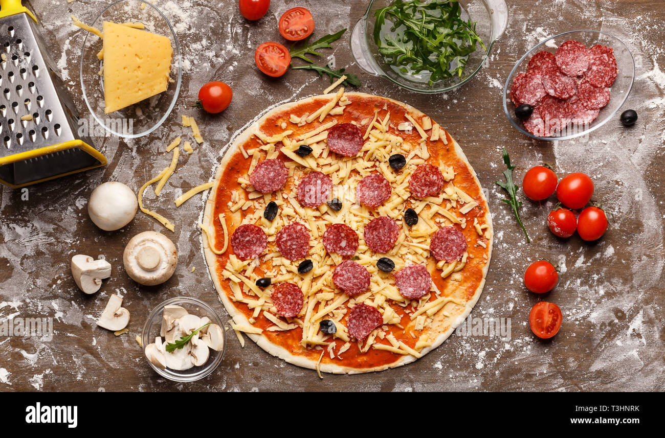 Raw pizza ingredients hires stock photography and images Alamy