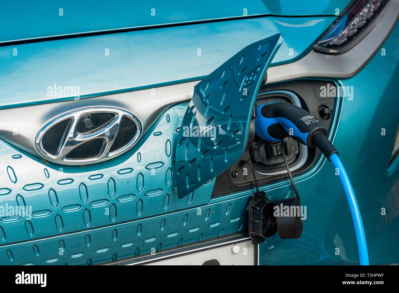 Hyundai electric car charging at an ESB electric charging point in