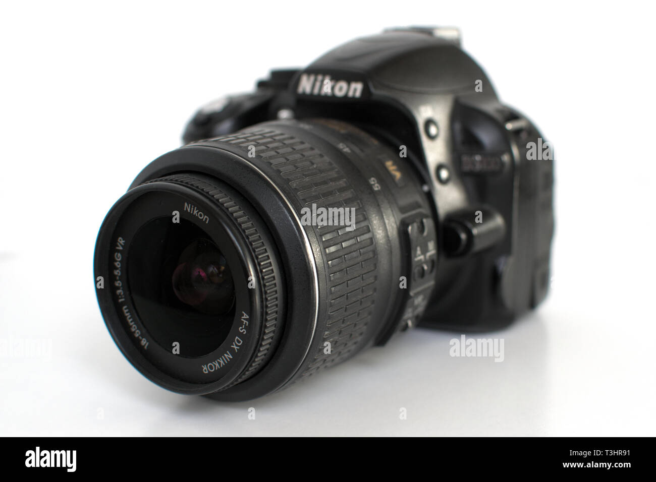Closeup of a Nikon D3100 DSLR camera Stock Photo