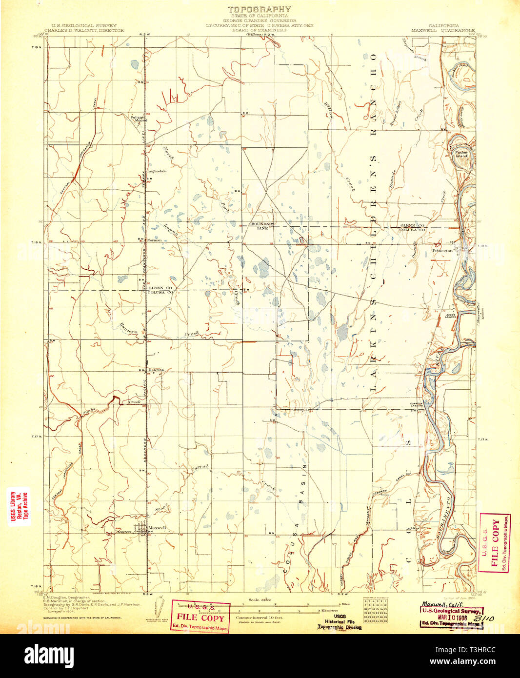 USGS TOPO Map California CA Maxwell 298149 1906 62500 Restoration Stock Photo