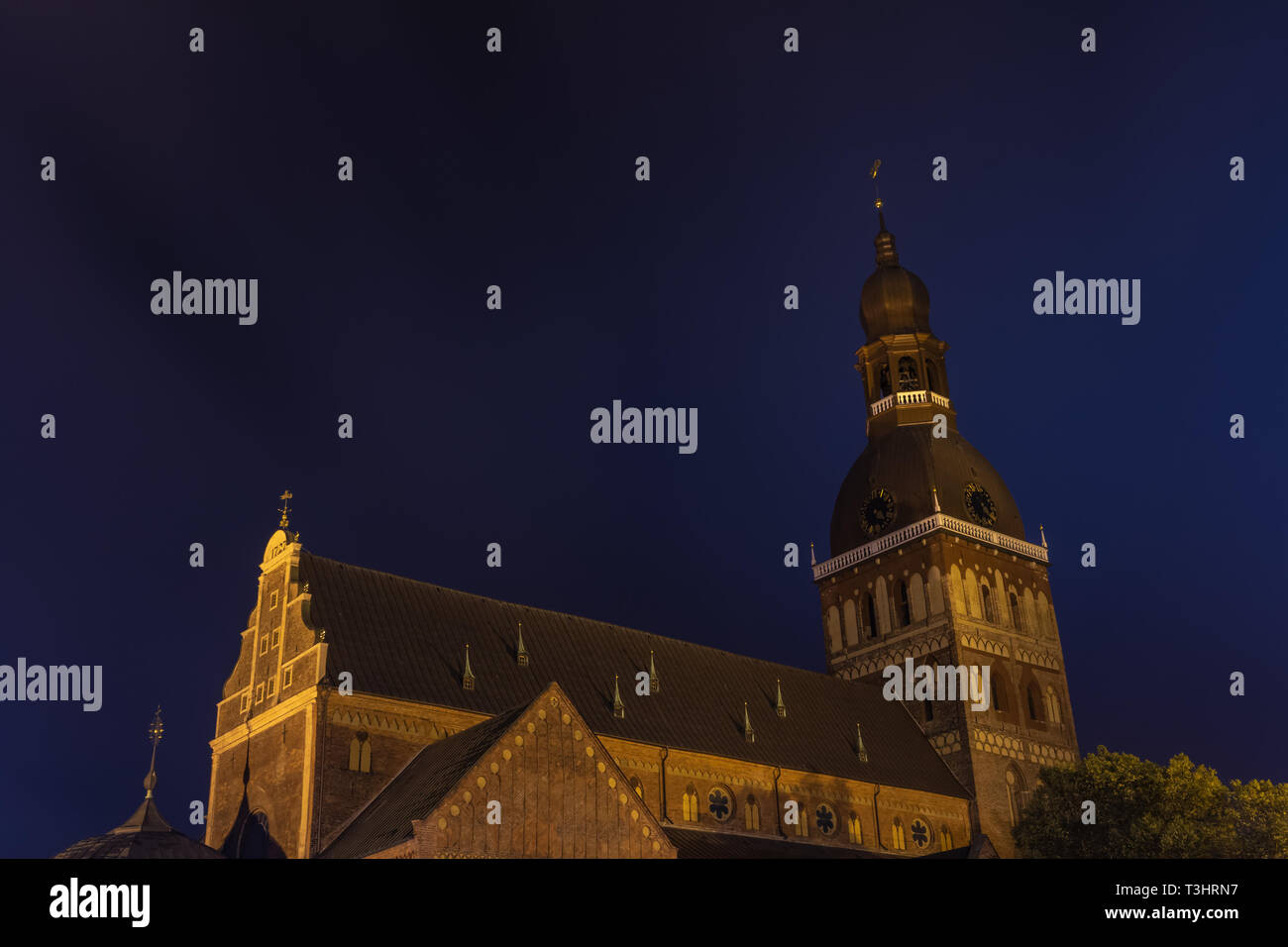 Riga Dome Cathedral at night- Medieval Lutheran church with elements of ...