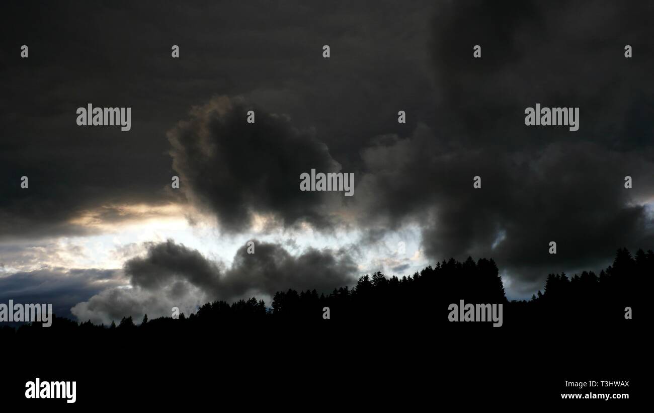 Storm clouds over Wertach, Allgäu, Bavaria, Germany Stock Photo
