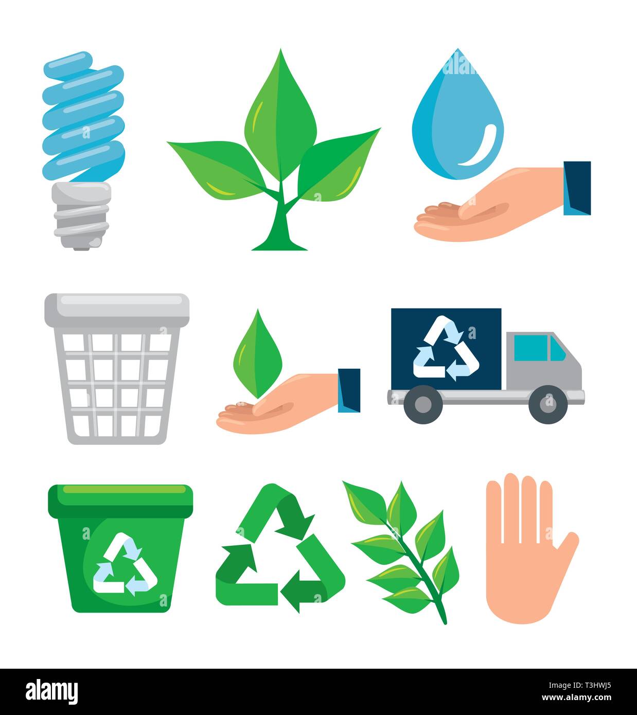 set ecology conservation to environment protection Stock Vector Image