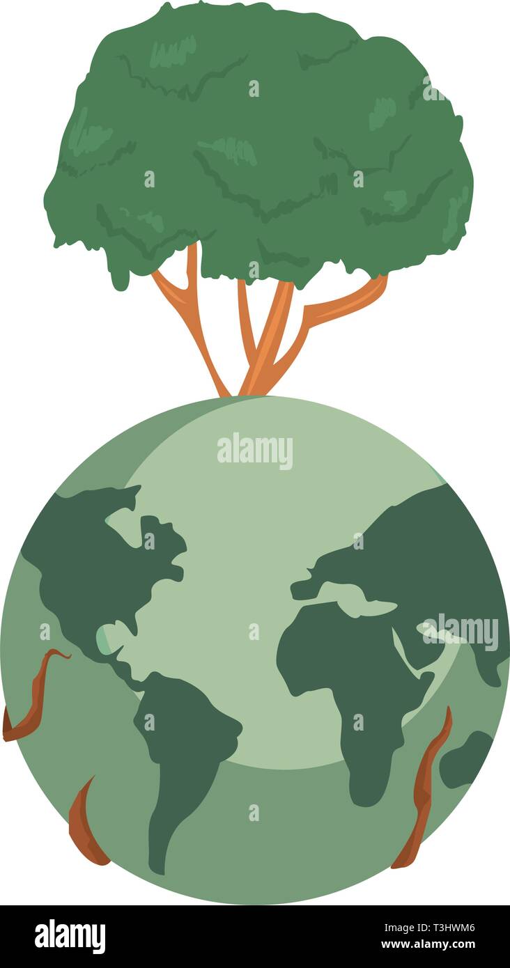world with tree happy earth day vector illustration Stock Vector Image ...