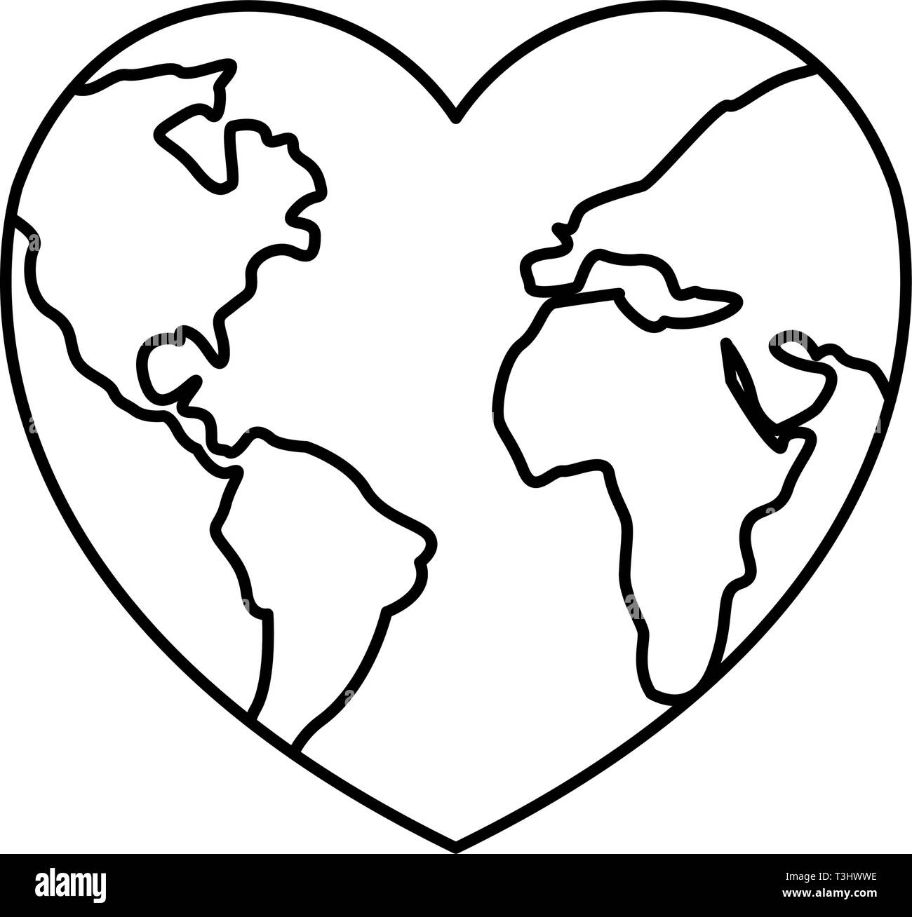 world shaped heart happy earth day vector illustration Stock Vector